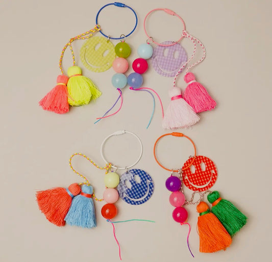 Smiley bag charm keychain