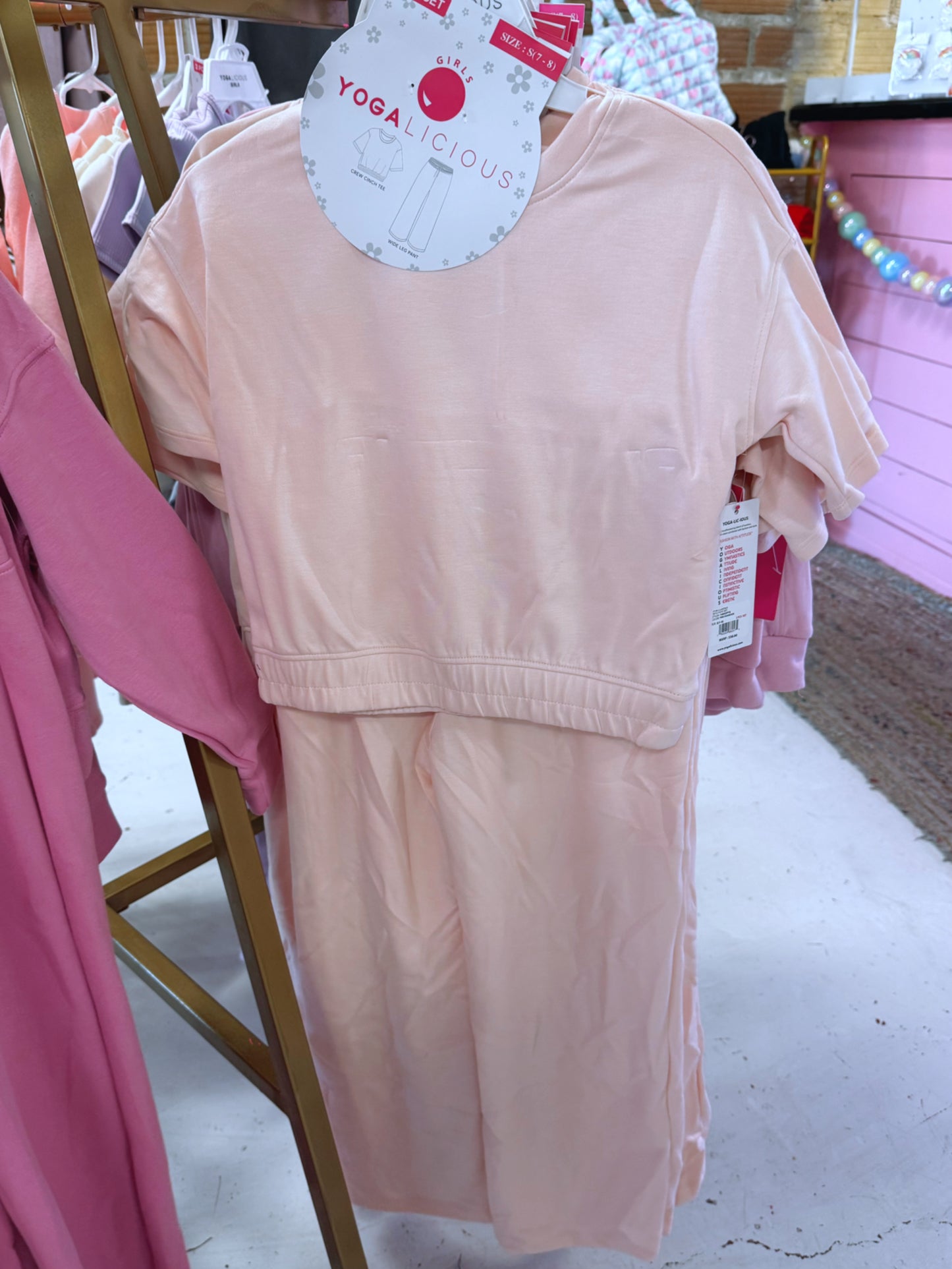 Girl’s Short Sleeve Pink Cinch Set