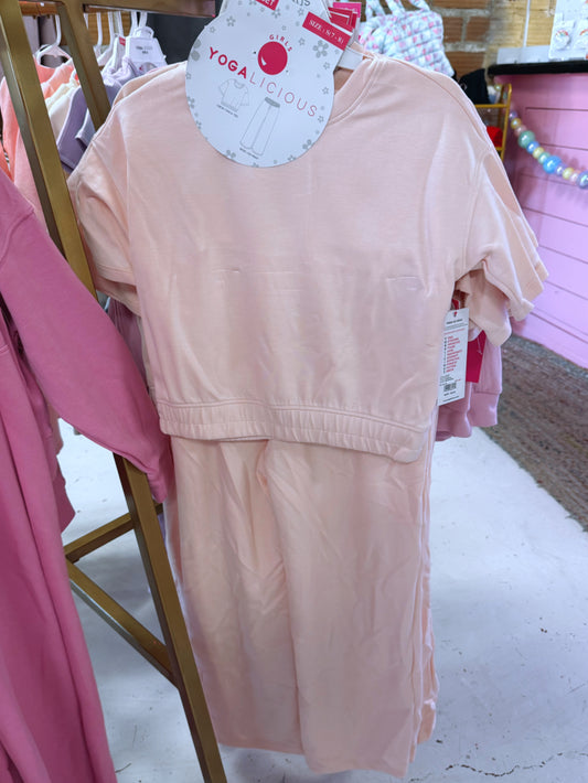 Girl’s Short Sleeve Pink Cinch Set