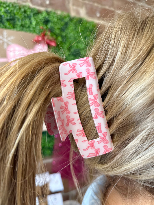 Pink Bow Print Claw Clip