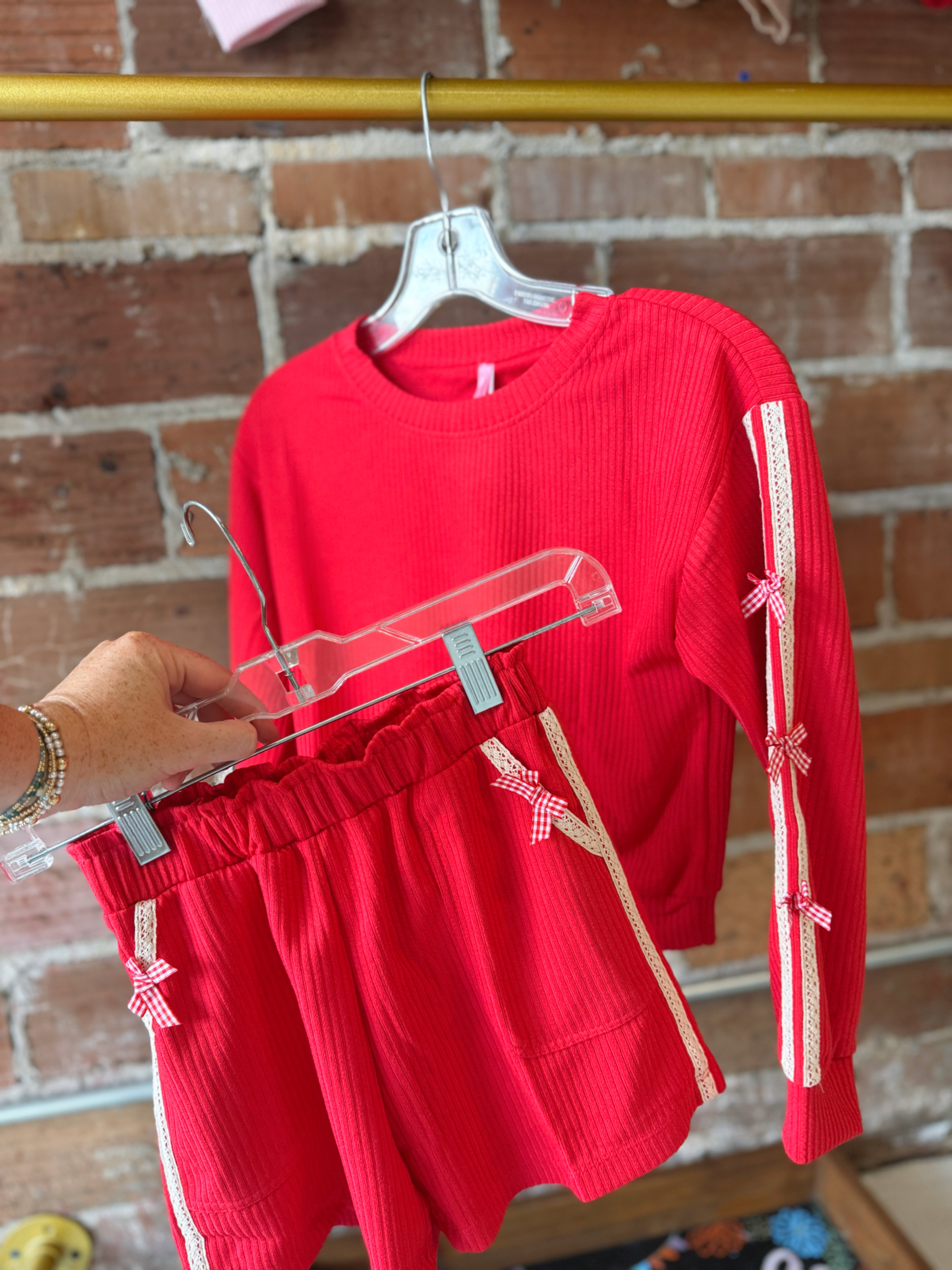 Girl's Ribbed Long sleeved Short Set